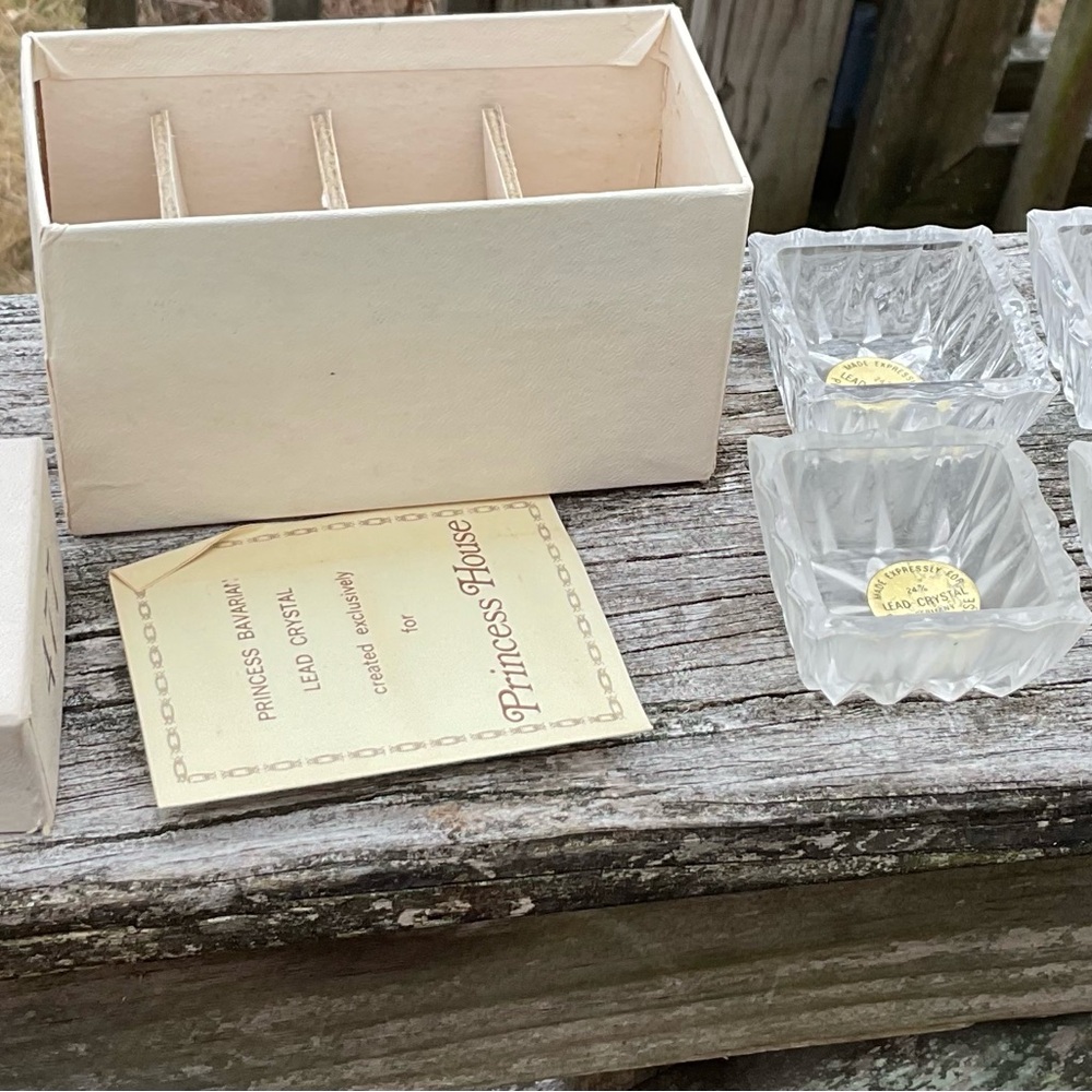 Princess House 4 vintage salt cellars and spoon sets